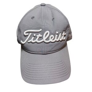 Titleist Golf Hat Mens Gray Adjustable Performance Pro V1 FJ Strapback Cap